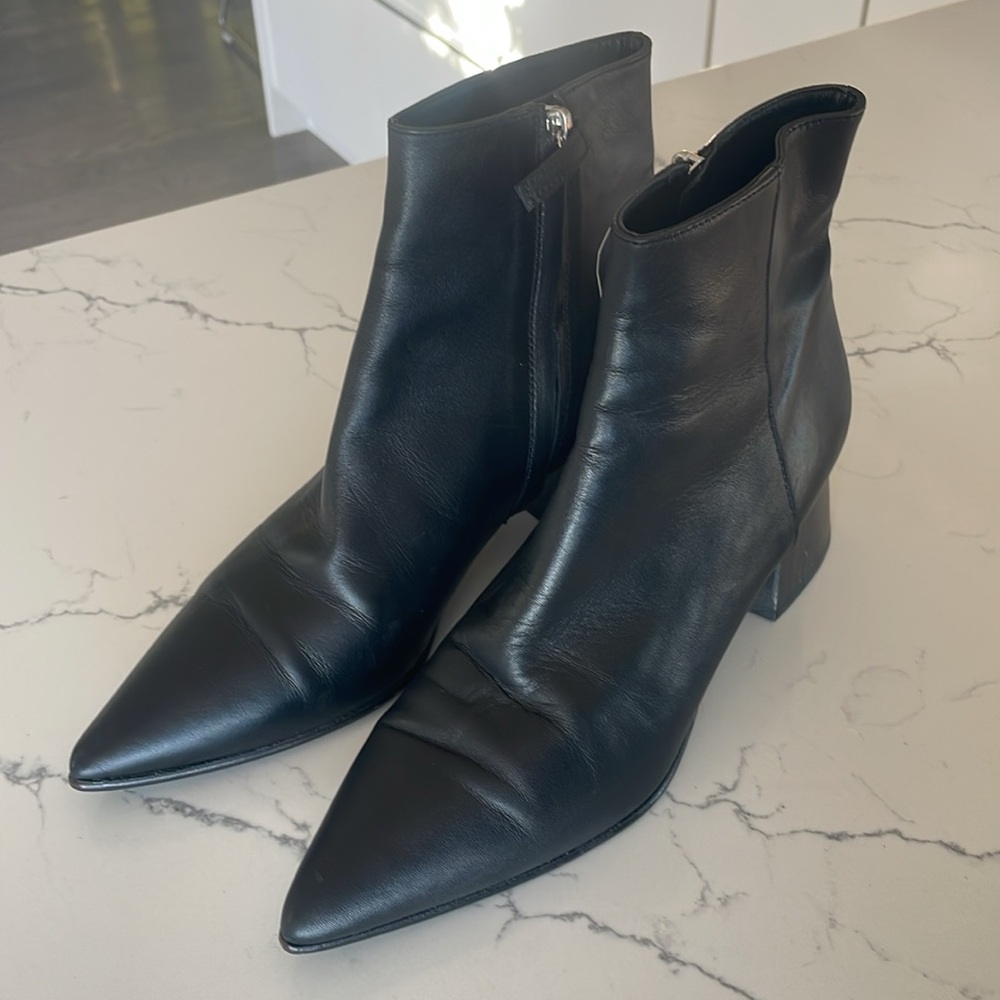 Freda Salvador Black Leather Boots Size 38